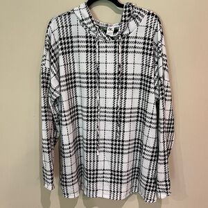 Sew In Love Black and White Plaid Hoodie